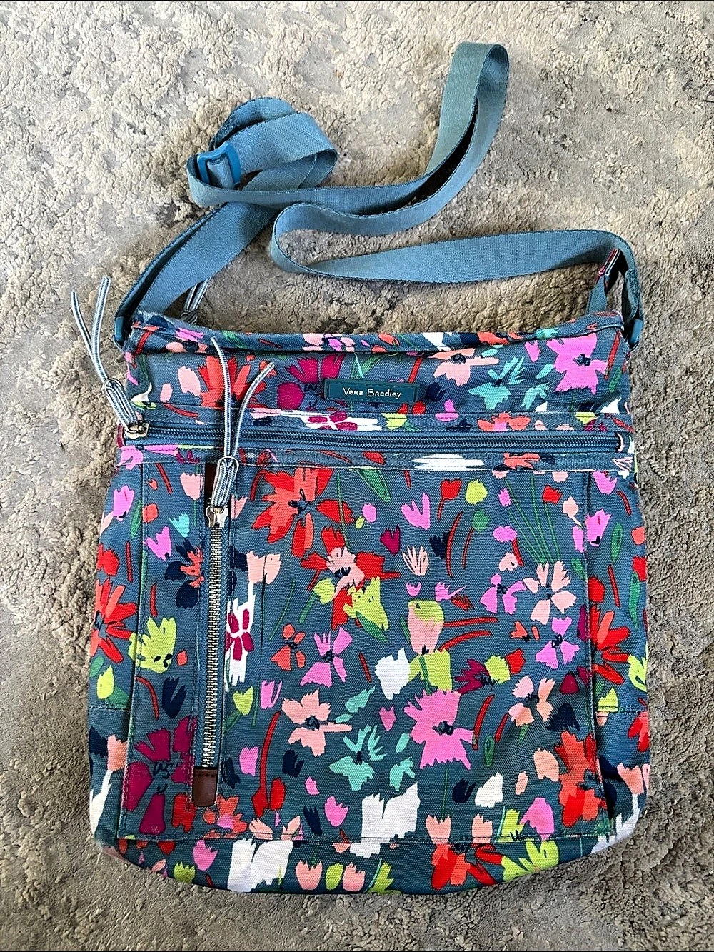 Vera Bradley Original Zip Hipster Crossbody Bag Floral Blue & Multicolor